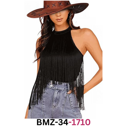 Ella Lust Women Western Fringe Bodysuit - Cowgirl Country Concert Outfit Top, M