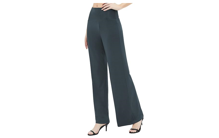 Urban CoCo Women's Dress Pants Solid Wide Leg Casual Sport Trousers, Slate, L