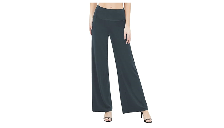 Urban CoCo Women's Dress Pants Solid Wide Leg Casual Sport Trousers, Slate, L