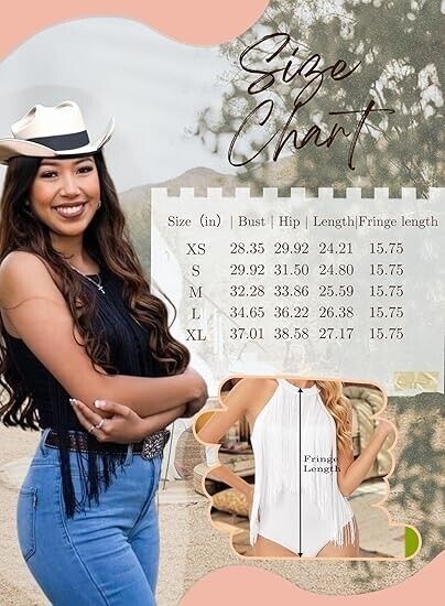 Ella Lust Women Western Fringe Bodysuit - Cowgirl Country Concert Outfit Top, M