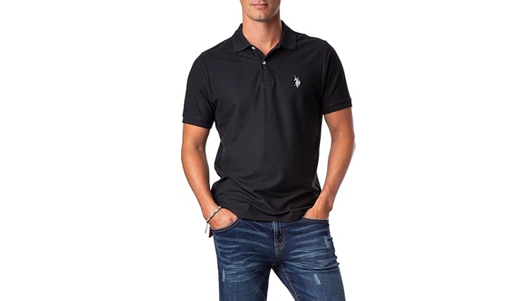 U.S. Polo Assn. Men's Ultimate Pique Polo, Black/White, XX-Large