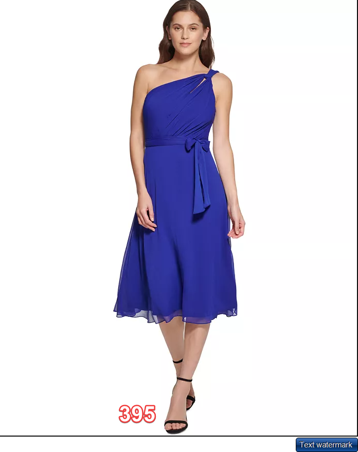 DKNY Petite One-Shoulder Tie-Waist Berry Blue 12P