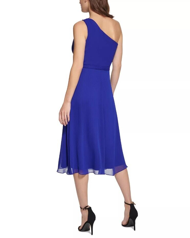 DKNY Petite One-Shoulder Tie-Waist Berry Blue 12P