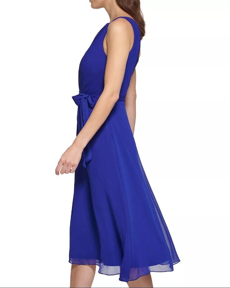 DKNY Petite One-Shoulder Tie-Waist Berry Blue 12P