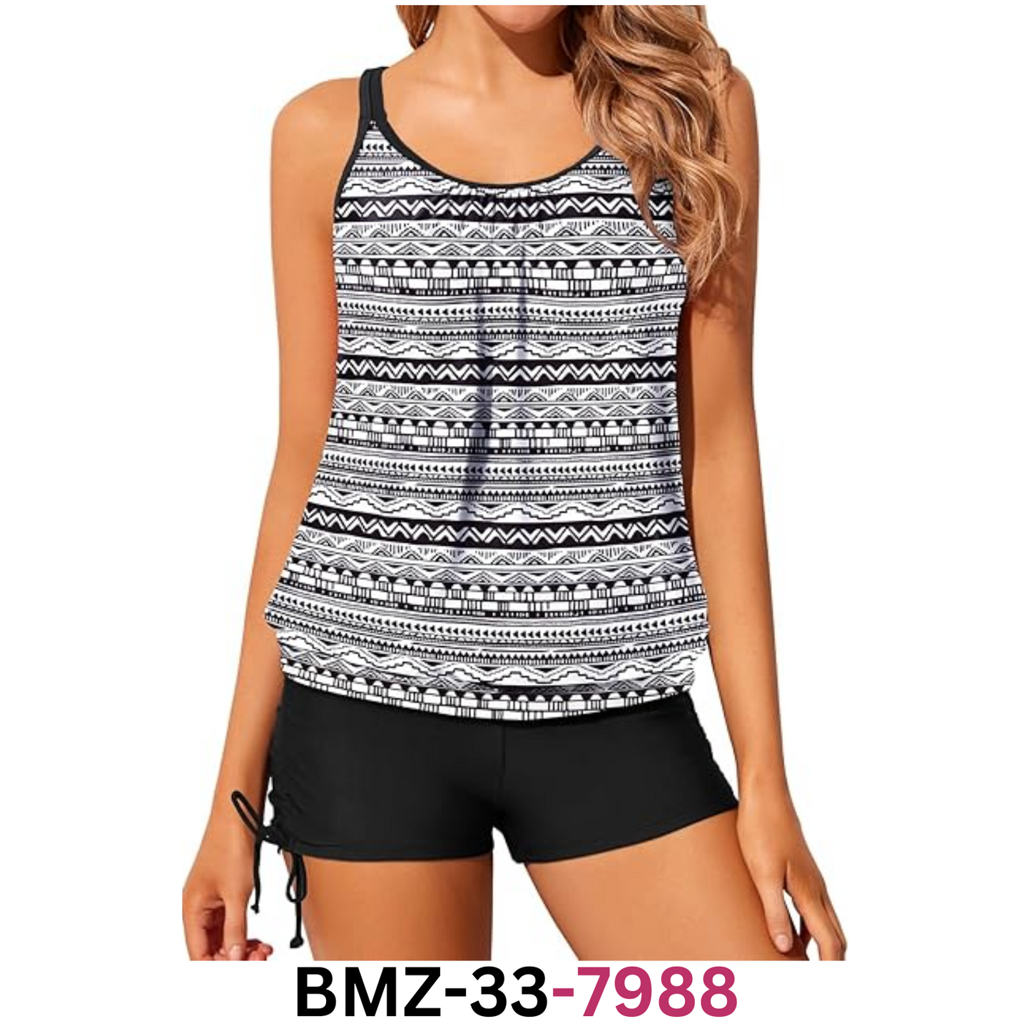 Yonique Womens Blouson Tankini Swimsuits Two Piece Strappy Bathing Suit Tops, M