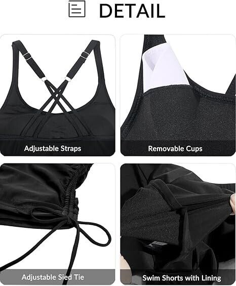 Yonique Womens Blouson Tankini Swimsuits Two Piece Strappy Bathing Suit Tops, M