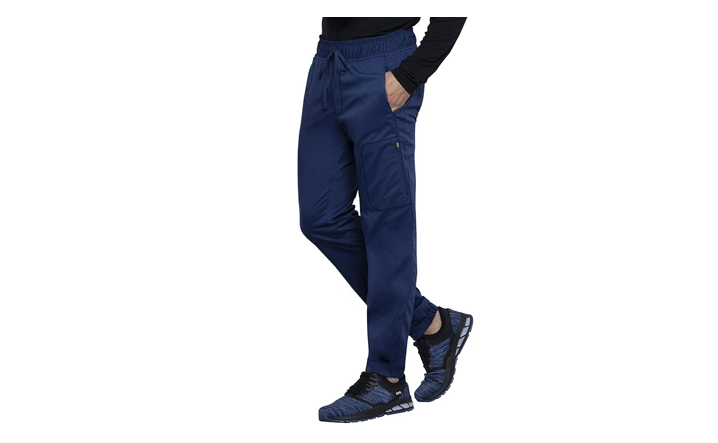 Cherokee Men Scrubs Pant Natural Rise Jogger with Zip Cargo Pocket WW012,S,Navy
