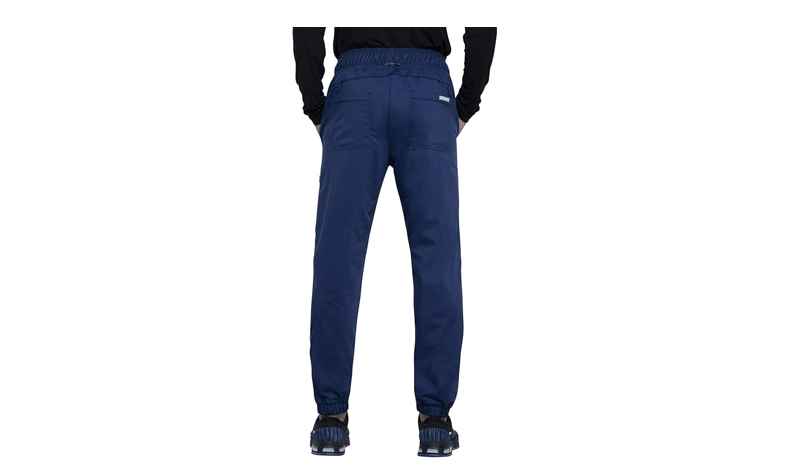 Cherokee Men Scrubs Pant Natural Rise Jogger with Zip Cargo Pocket WW012,S,Navy