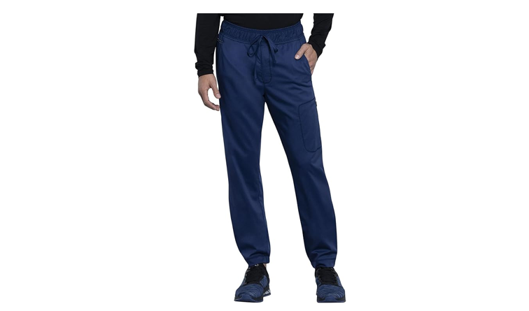 Cherokee Men Scrubs Pant Natural Rise Jogger with Zip Cargo Pocket WW012,S,Navy