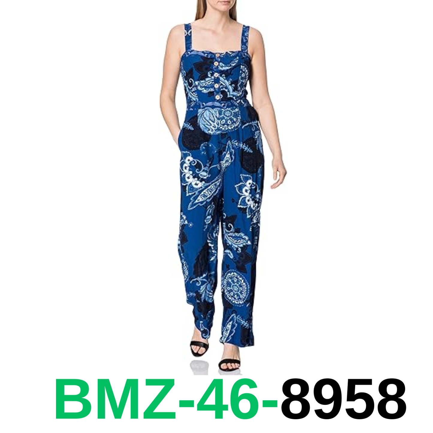 Desigual Patricia Blue Boho Summer Jumpsuit SS21 RRP£109 Style 21SWPW39, Blue,XL