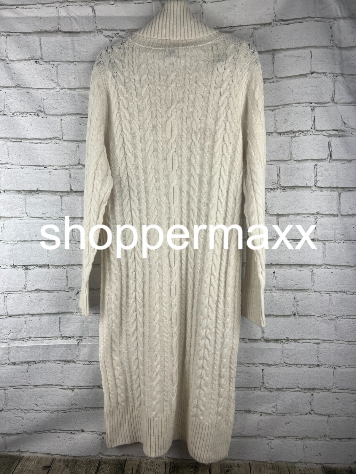 Women's Turtleneck Long Sleeve Cozy Sweater Dress - A New Day, Cream, S