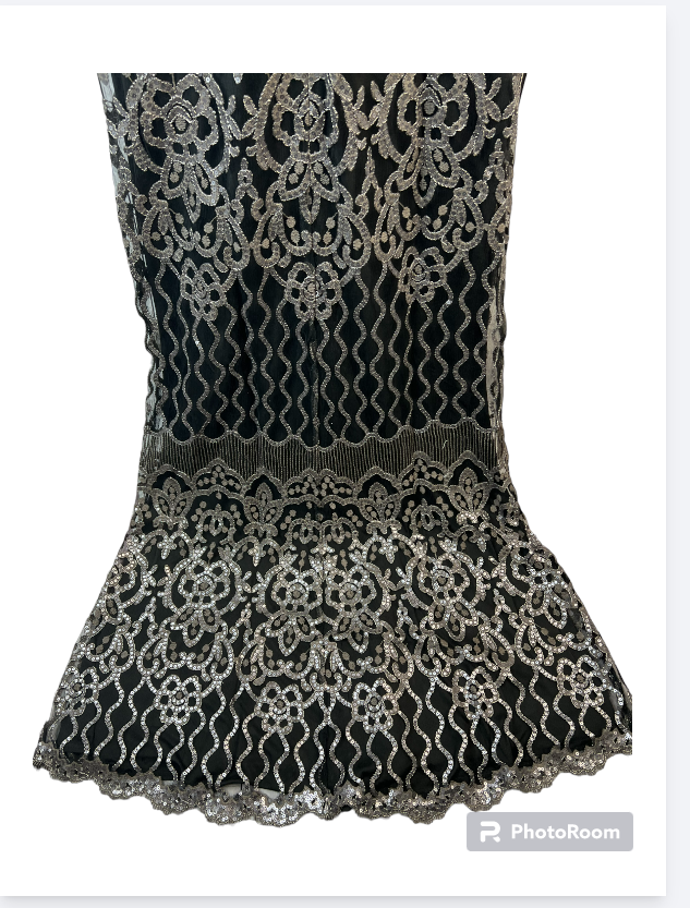 TADASHI SHOJI Women Black Zippered Geometric Mock Neck Full-Length Formal Gown 8