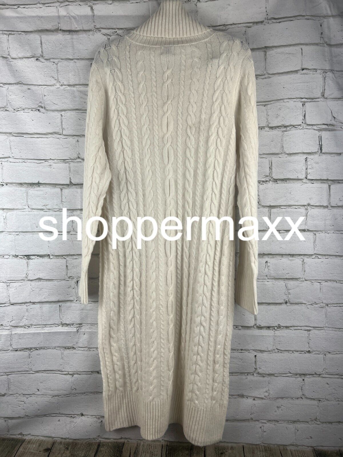 Women's Turtleneck Long Sleeve Cozy Sweater Dress - A New Day, Cream, S