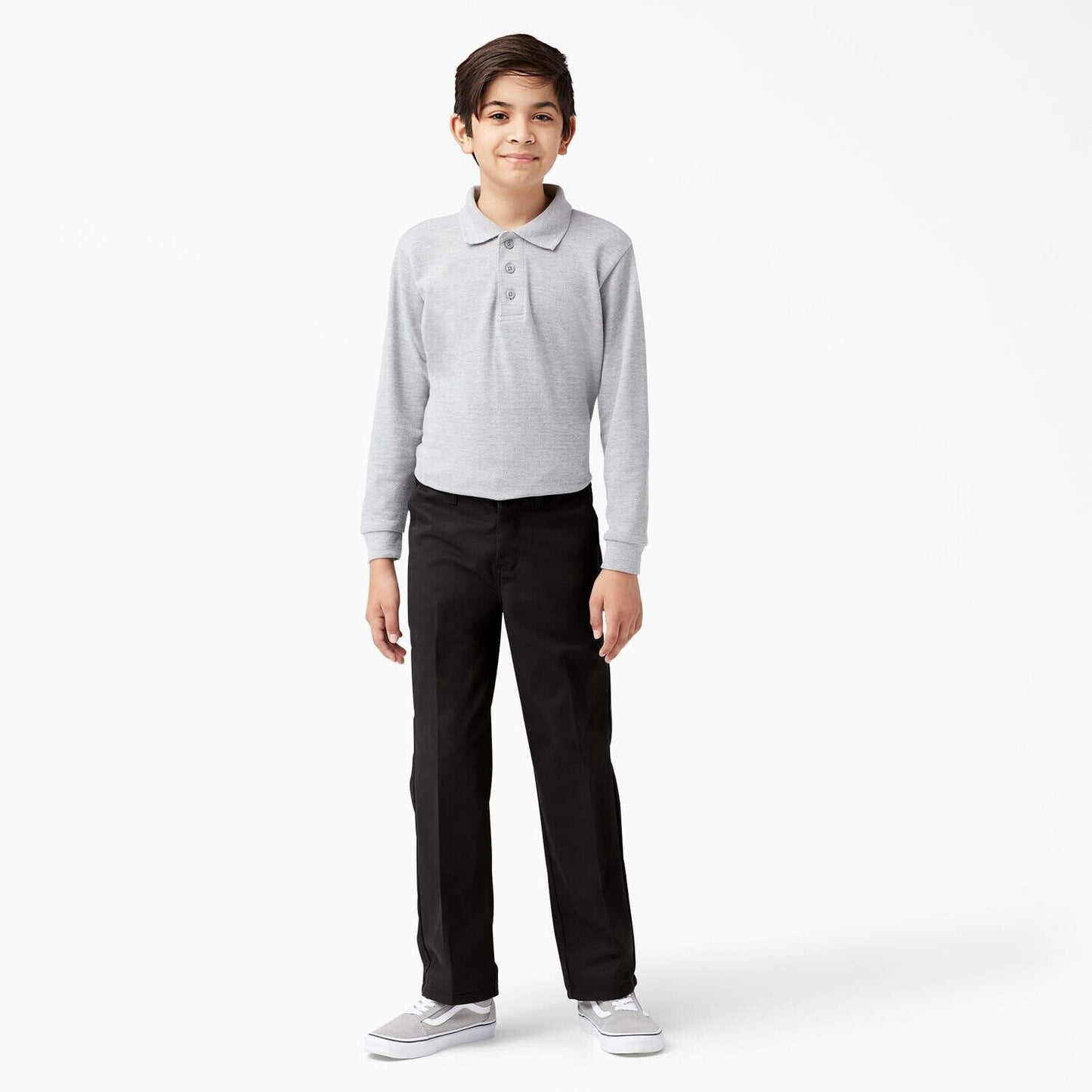 Dickies Boys' Big Flex Waist, Flat Front Pants, Dark Navy, polyester-cotton, 12