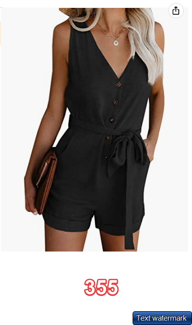 Adibosy Womens V Neck Jumpsuits Button Up Front Tie Knot Short Jumpsuit Romper M