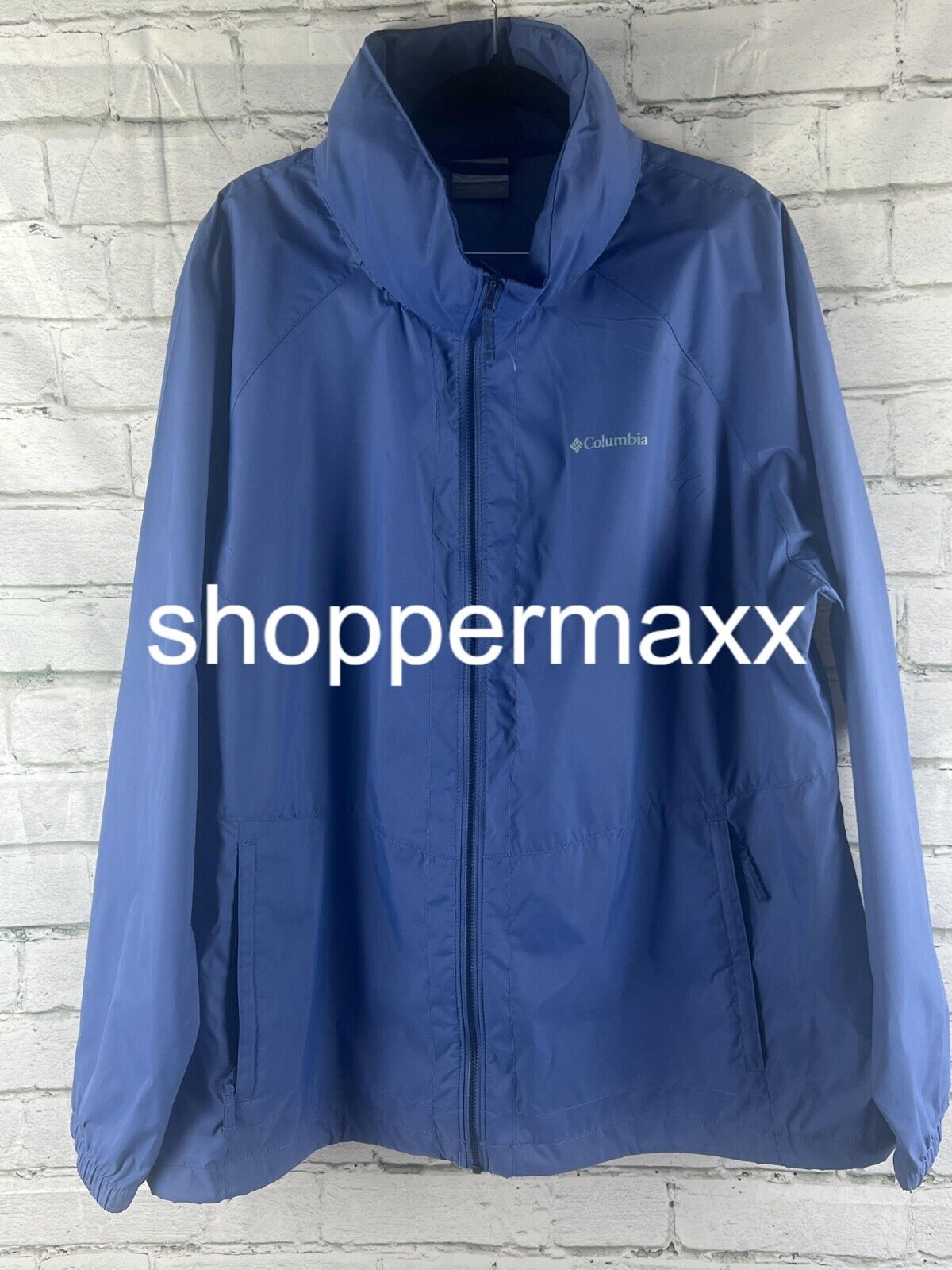 Columbia Women's Hooded Rain Jacket, Blue, Size 2X
