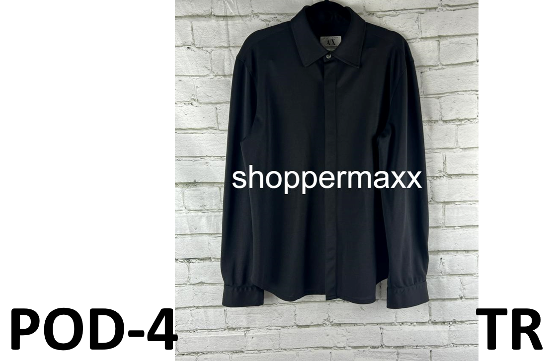 A|X Armani Exchange Men's Black Fitted Shirt Nylon Polyster Mix M