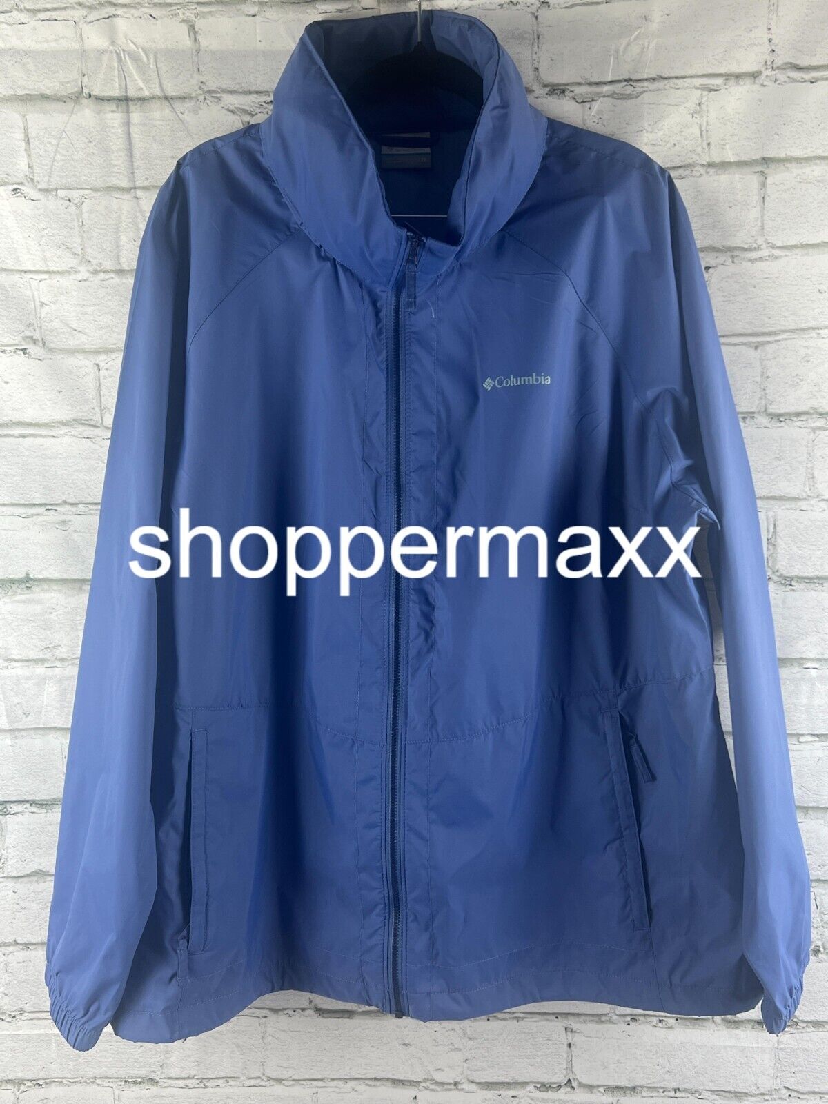 Columbia Women's Hooded Rain Jacket, Blue, Size 2X