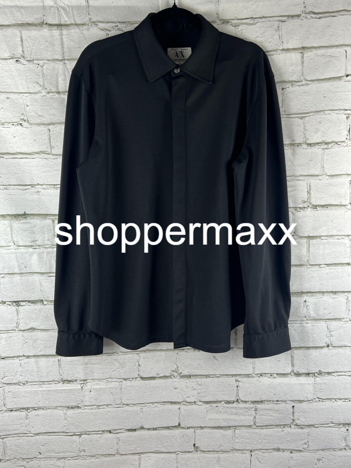 A|X Armani Exchange Men's Black Fitted Shirt Nylon Polyster Mix M