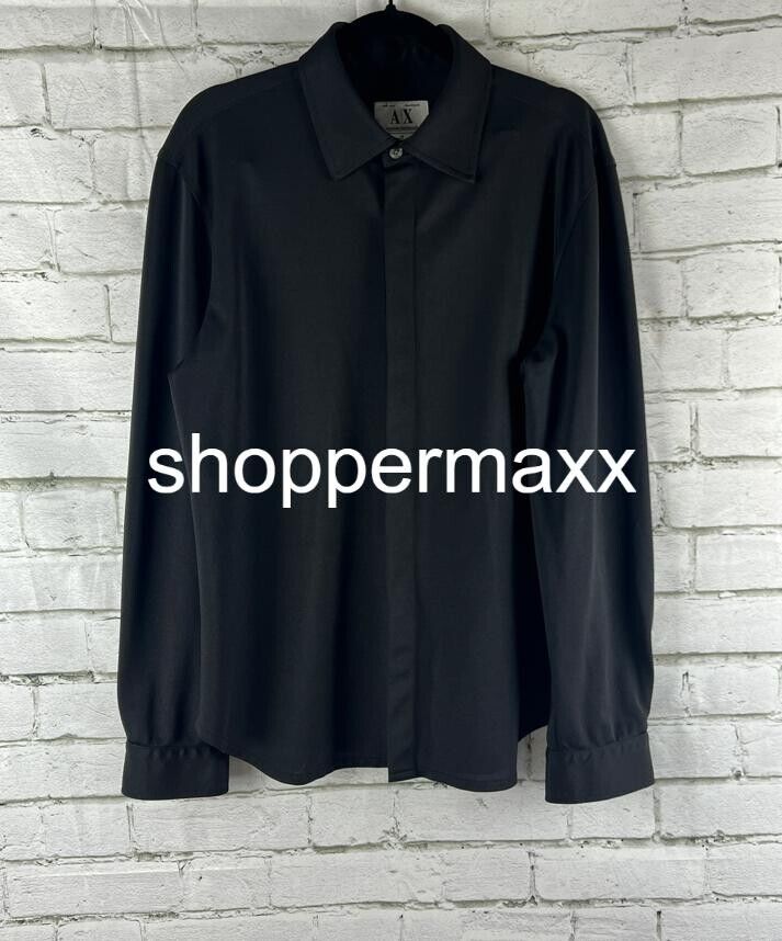 A|X Armani Exchange Men's Black Fitted Shirt Nylon Polyster Mix M