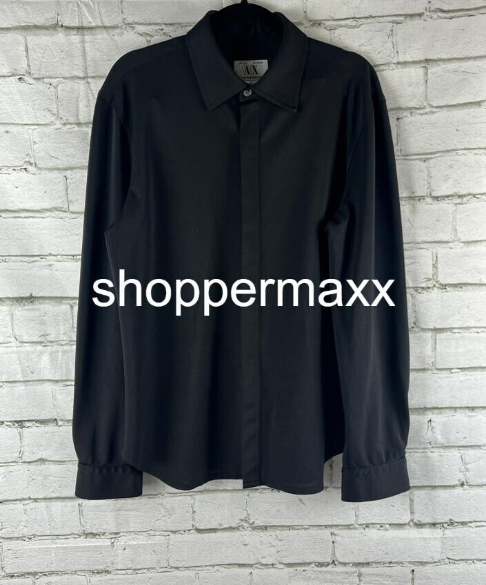 A|X Armani Exchange Men's Black Fitted Shirt Nylon Polyster Mix M
