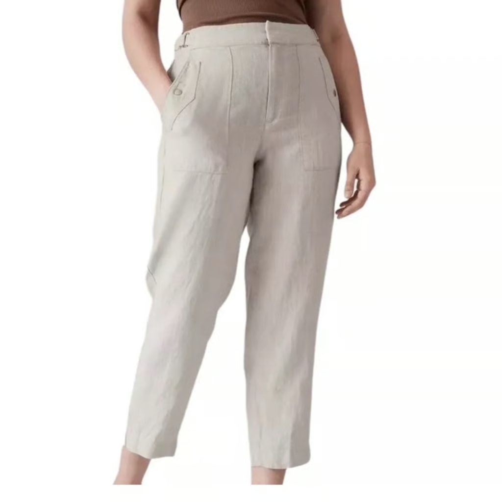 Athleta Voyager Linen Pant for Women Khaki US 18 MSRP $109