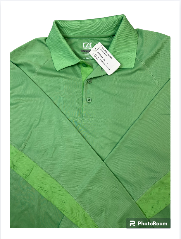 Cutter & Buck Mens Drytec Long Sleeve Powell Sun Protection Polo Shirt Sea Green