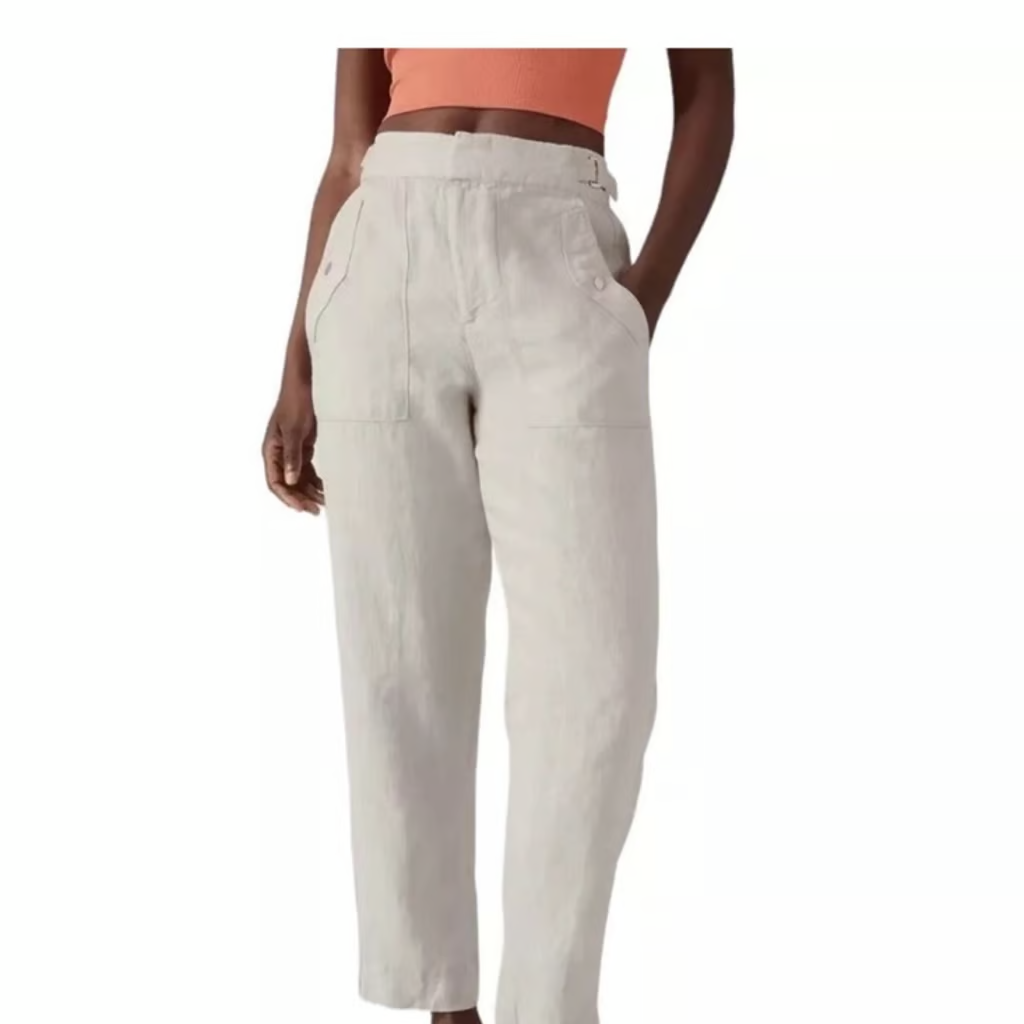 Athleta Voyager Linen Pant for Women Khaki US 18 MSRP $109
