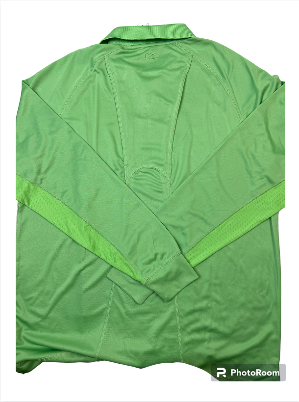 Cutter & Buck Mens Drytec Long Sleeve Powell Sun Protection Polo Shirt Sea Green