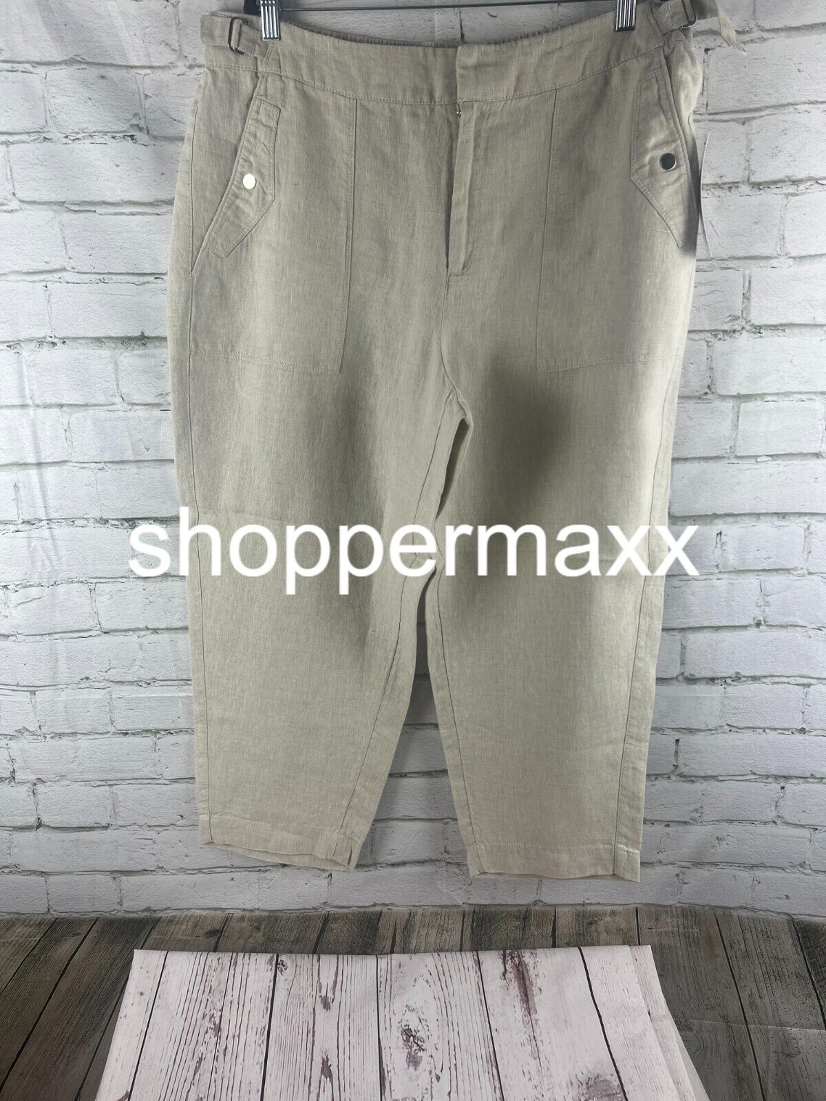 Athleta Voyager Linen Pant for Women Khaki US 18 MSRP $109
