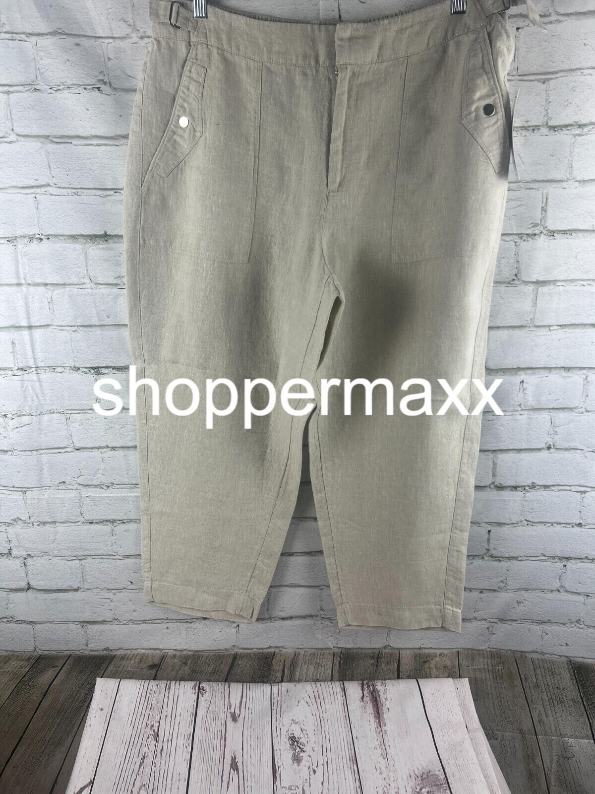 Athleta Voyager Linen Pant for Women Khaki US 18 MSRP $109