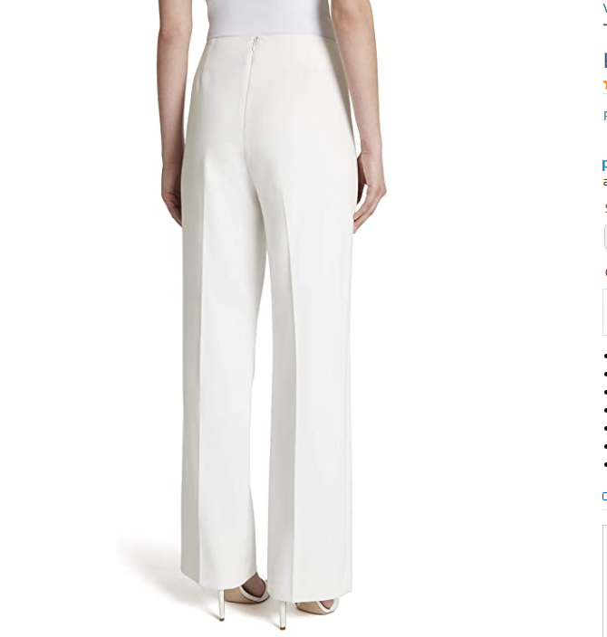 Tahari ASL Women's Wide Leg Sailor Pant, Ivory, 2 ~ Z82