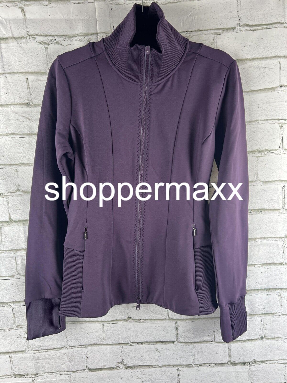 Athleta Women's Full Zip High Collar Hoodie, Plum, Small