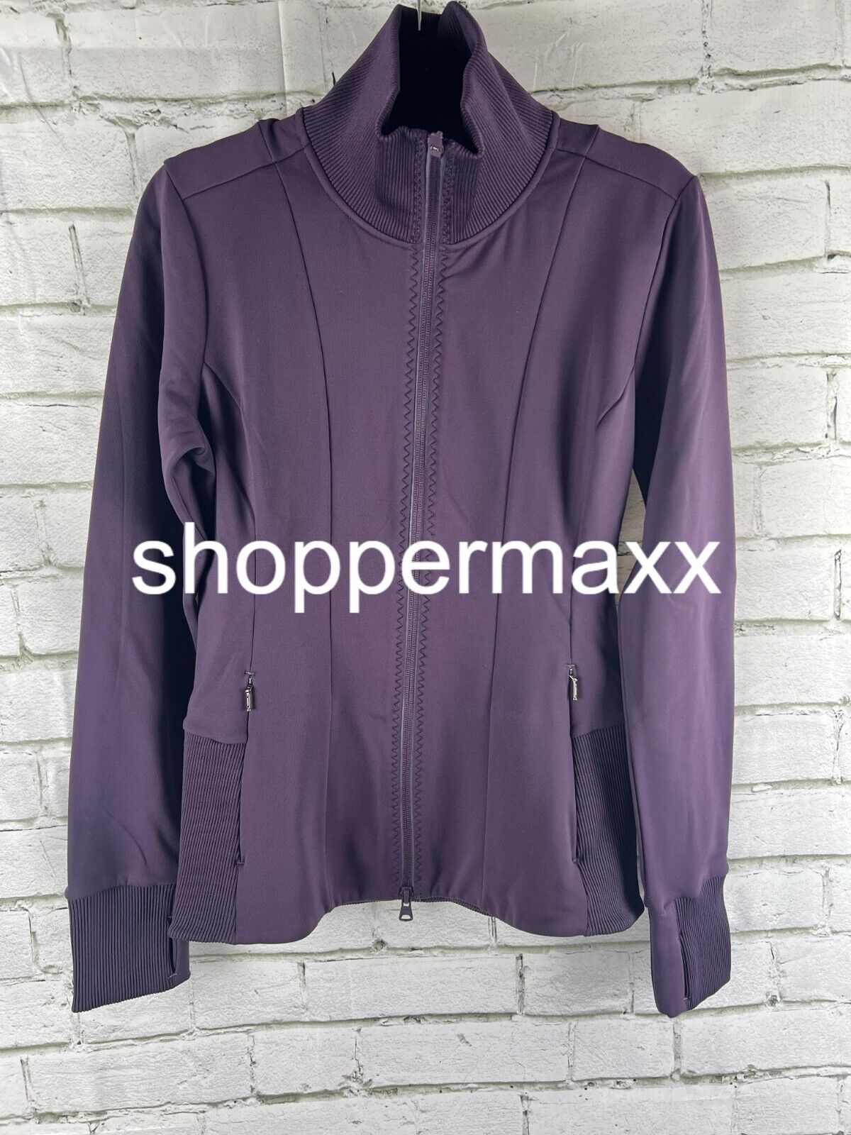 Athleta Women's Full Zip High Collar Hoodie, Plum, Small