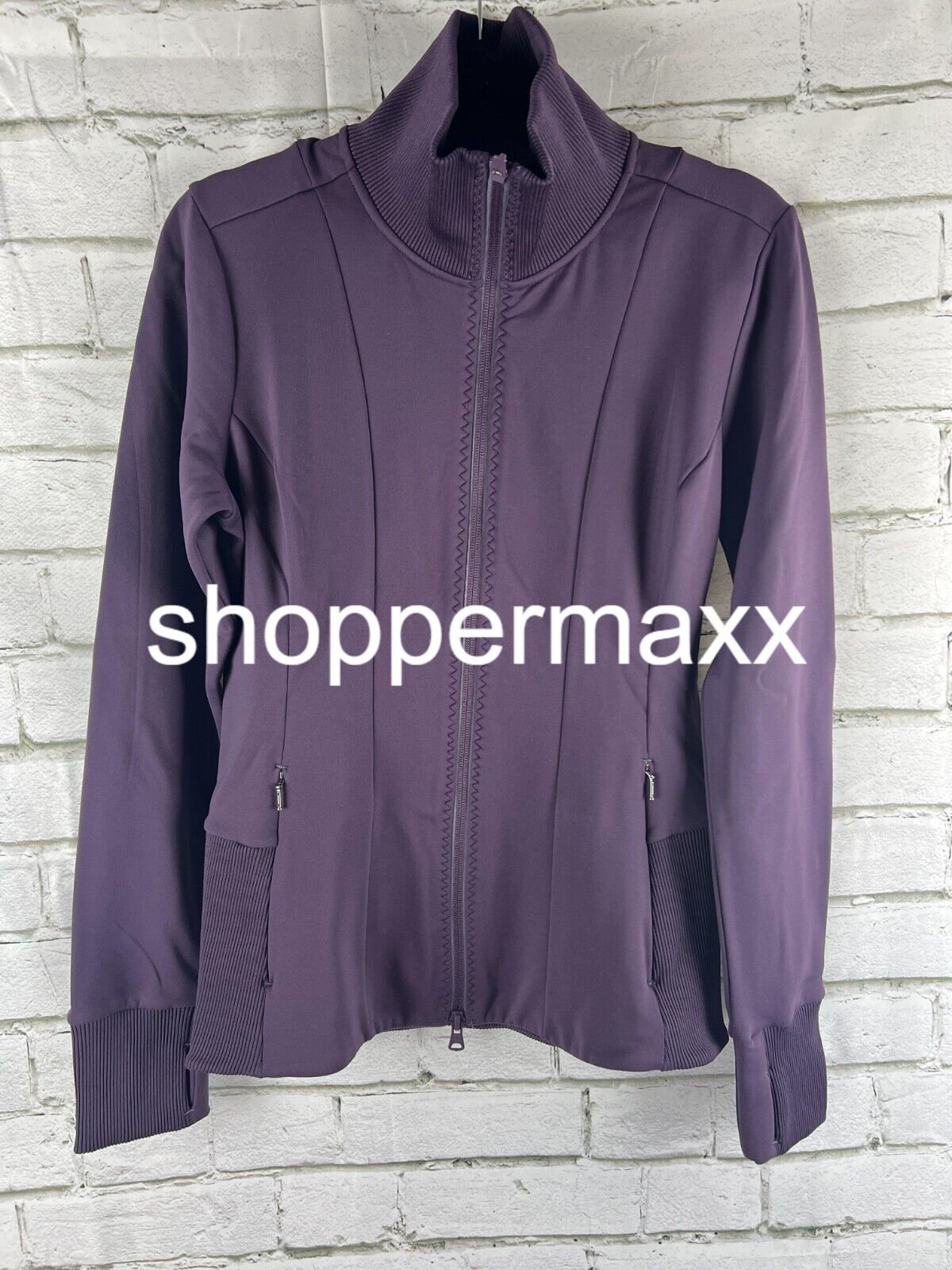 Athleta Women's Full Zip High Collar Hoodie, Plum, Small
