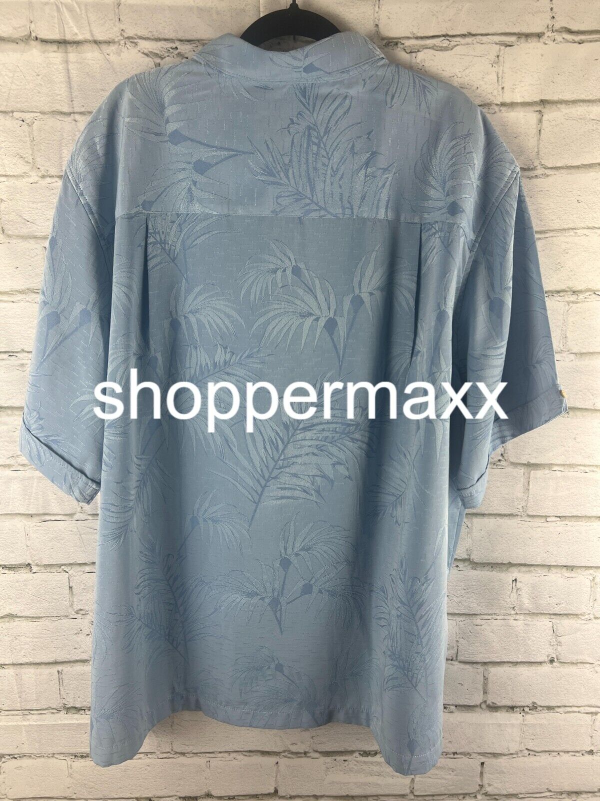 Cubavera Men's Shirt Flowy Leaf Print Short Sleeve Shirt, Blue, 2X