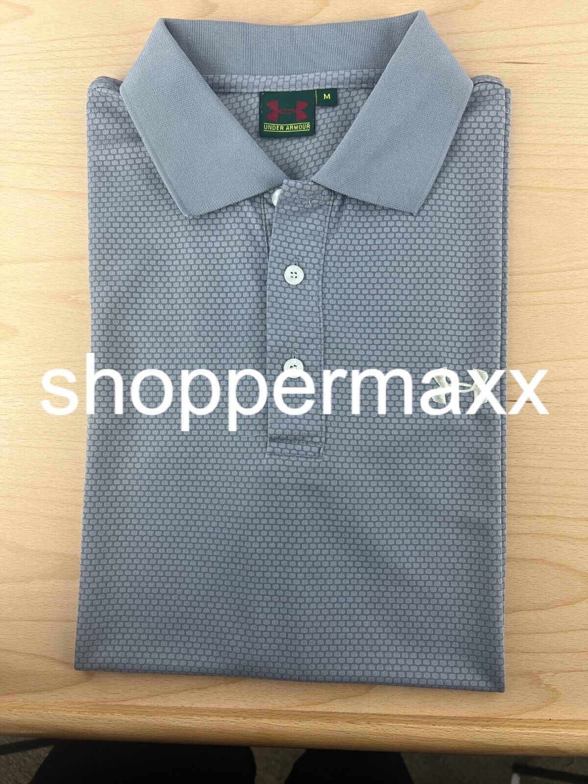 Under Armour Men's Polo Logo T-Shirt Grey Honeycomb, Medium
