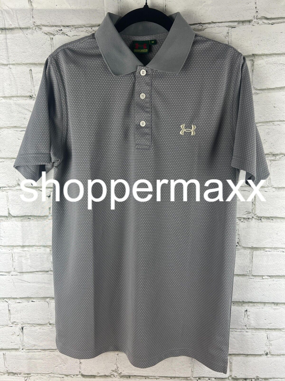 Under Armour Men's Polo Logo T-Shirt Grey Honeycomb, Medium