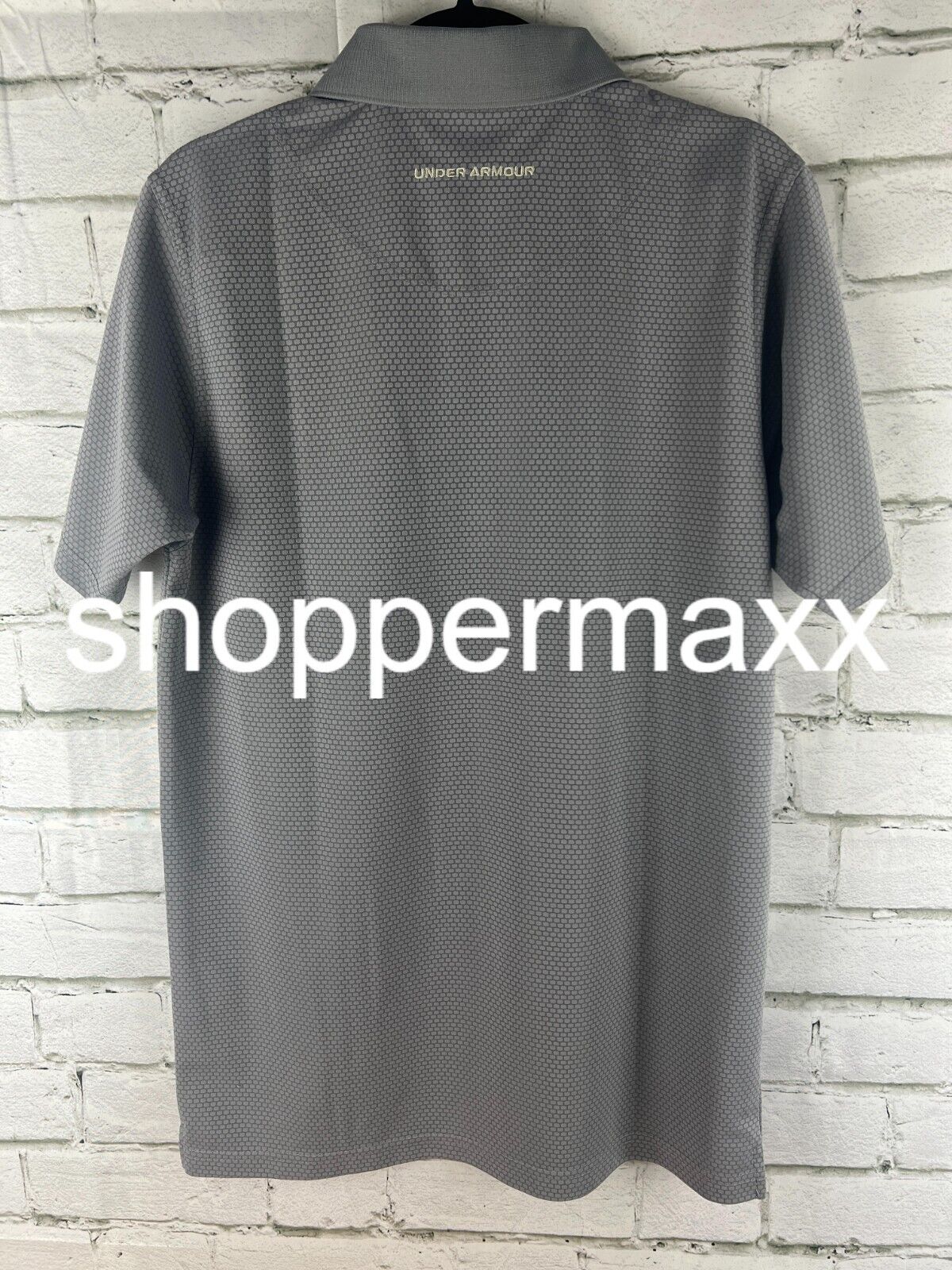 Under Armour Men's Polo Logo T-Shirt Grey Honeycomb, Medium
