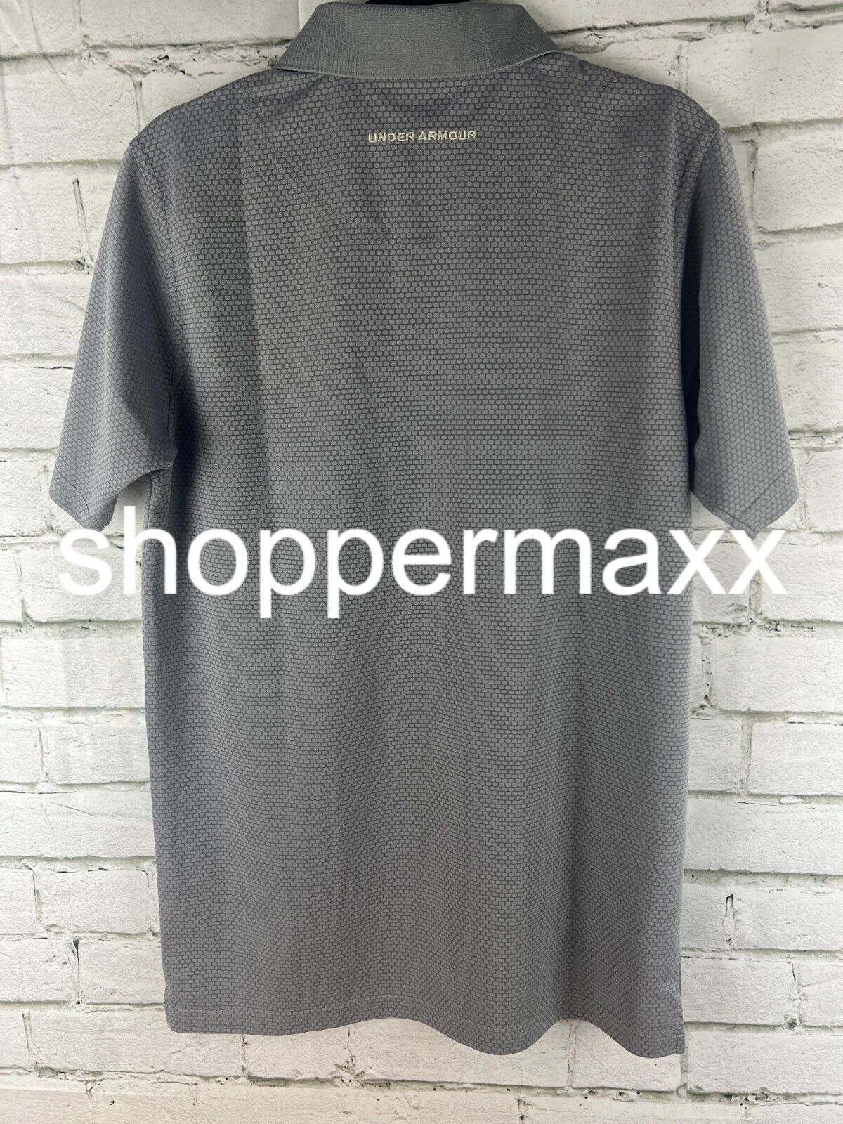 Under Armour Men's Polo Logo T-Shirt Grey Honeycomb, Medium