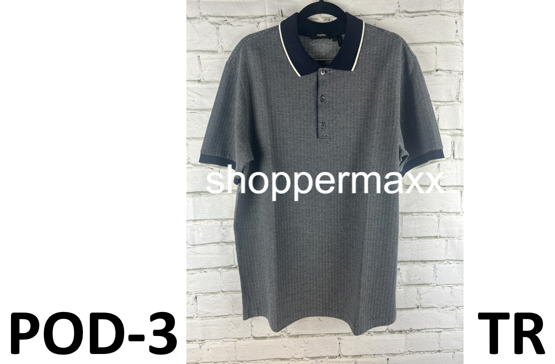 Theory Men's Polo T-Shirt, Navy White, Large