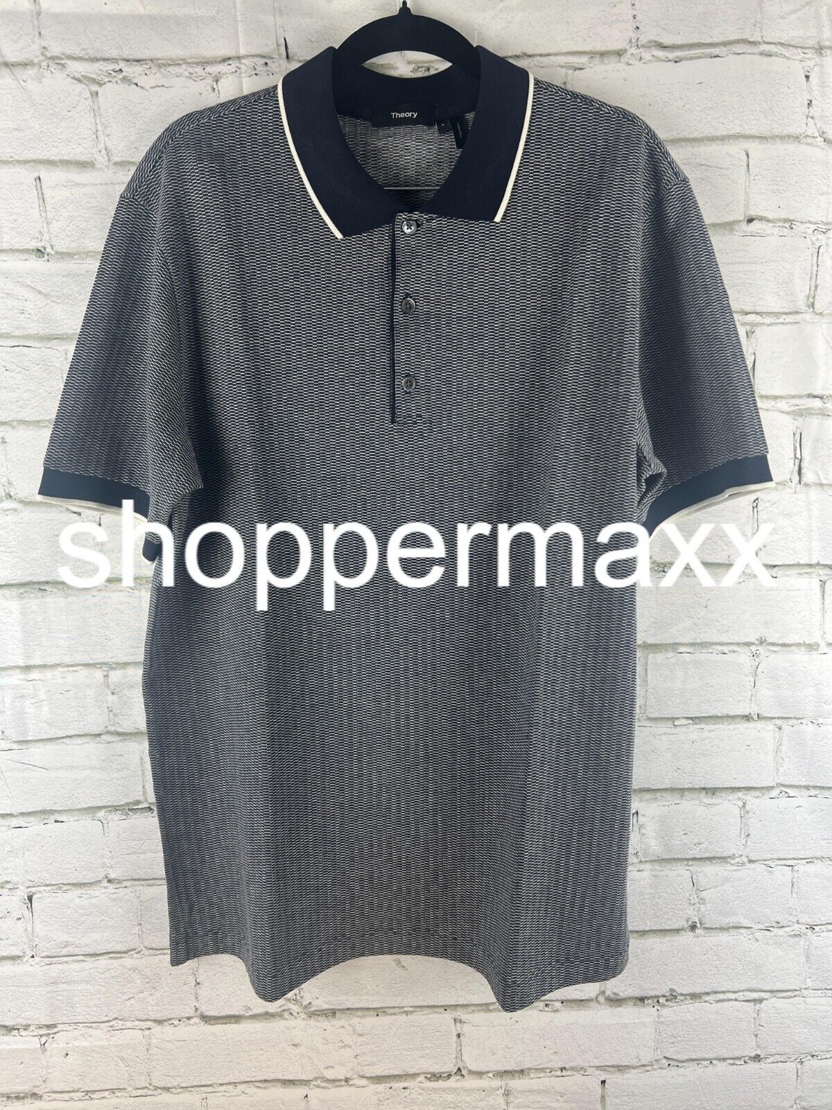 Theory Men's Polo T-Shirt, Navy White, Large