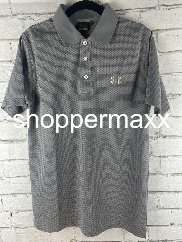 Under Armour Men's Polo Logo T-Shirt Grey Honeycomb, Medium