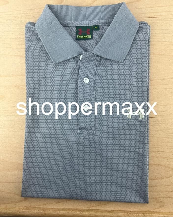 Under Armour Men's Polo Logo T-Shirt Grey Honeycomb, Medium