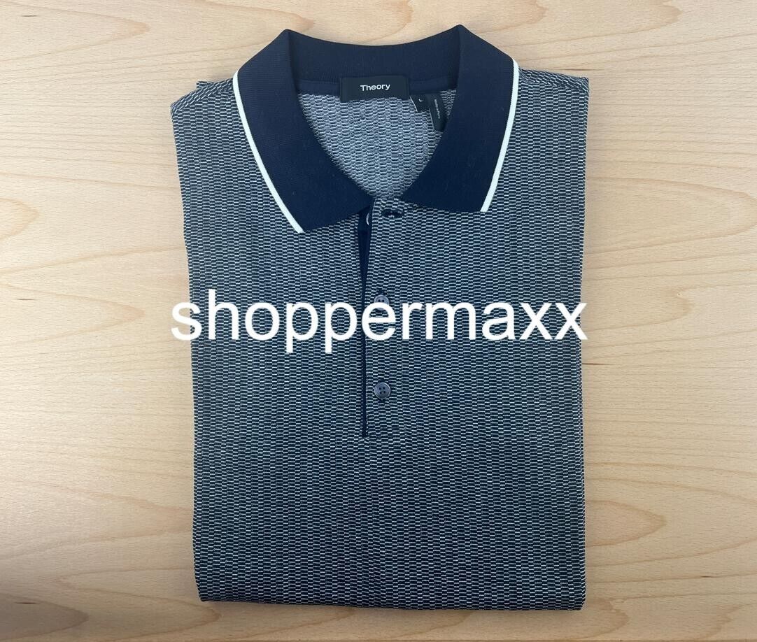 Theory Men's Polo T-Shirt, Navy White, Large