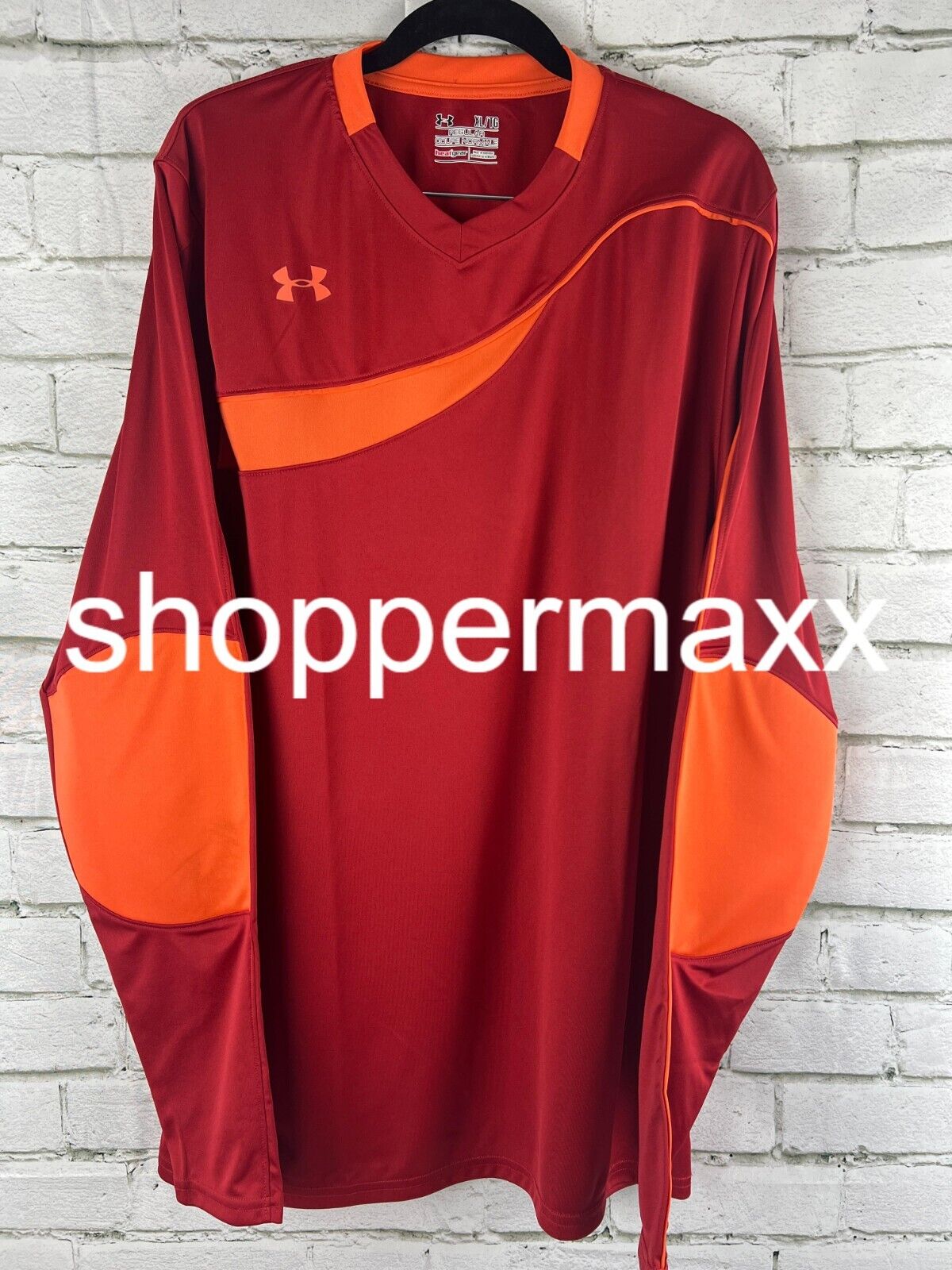 Under Armour UA Horizontal Men's Soccer GoalKeeper Jersey 1227683 Red/Orange, XL