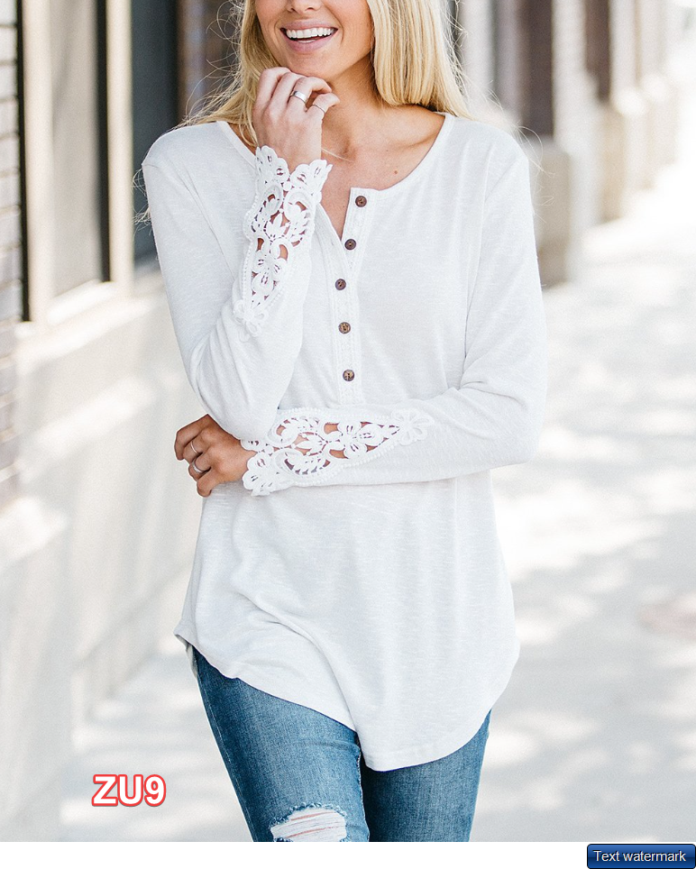 Amaryllis | Ivory Lace-Accent Henley - Women Small