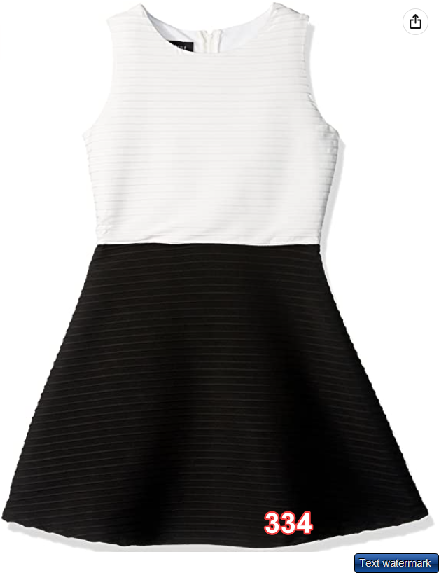 Amy Byer Girls' Big Picture and Flare Textured Knit Dress, Black & White, 7