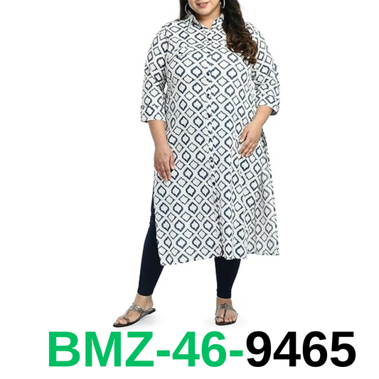 AnjuShree Choice Women Plus size Kurti for women White Printed, 5XL