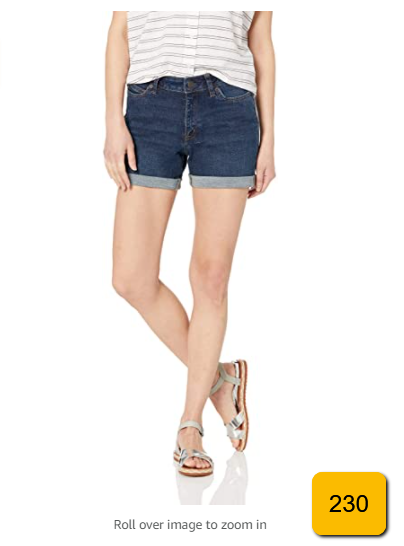 Essentials Women's 4" Denim Mid-Rise Short, Dark Wash, 6